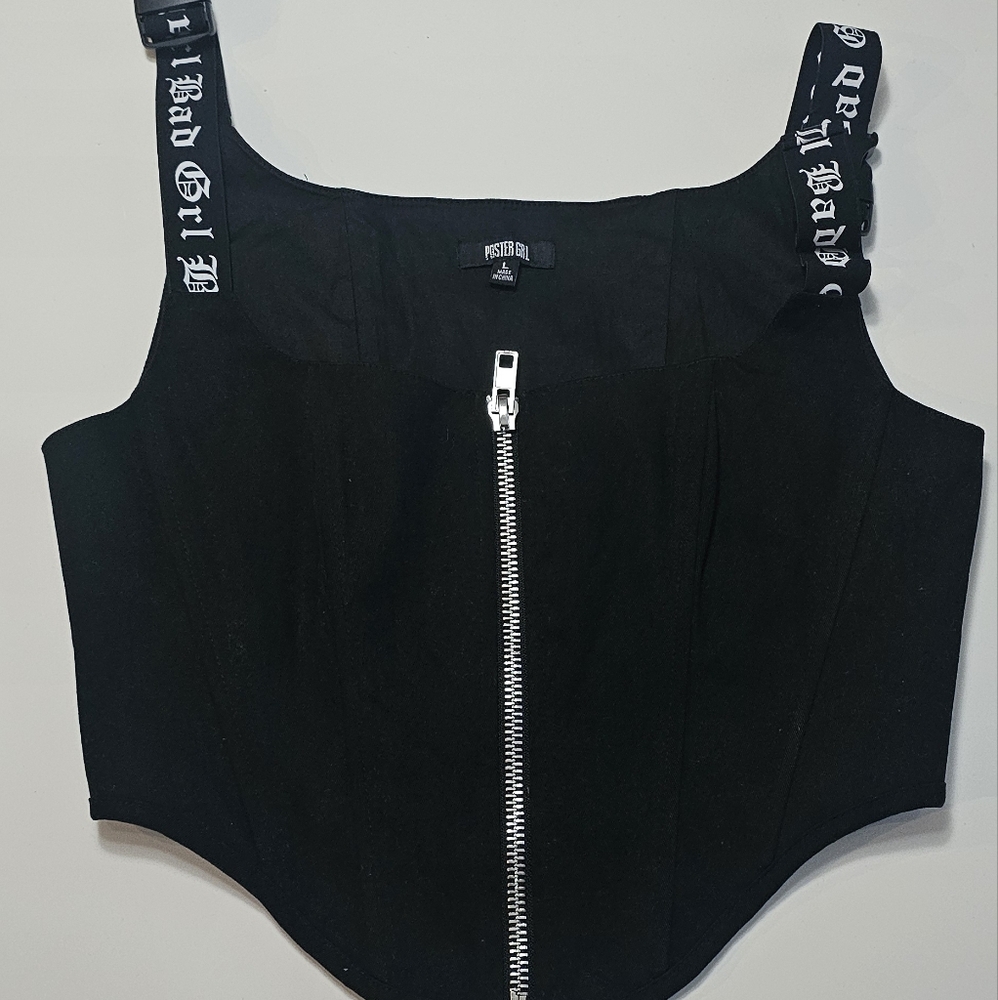 POSTER GIRL Black Zippered Crop Top